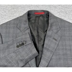 ISAIA Napoli Blazer Mens Size 42 Gray Plaid 130s Wool Italy Made Suit Jacket